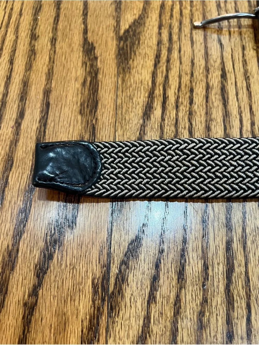 Tommy Bahama Two-Tone Stretch Webbed Belt  Sz S/M Black Unisex Herringbone Woven